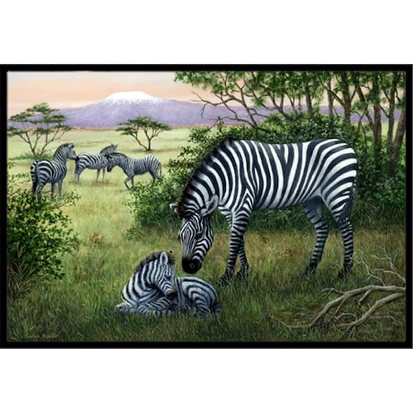 Carolines Treasures Zebras in the Field with Baby Indoor or Outdoor Mat- 24 x 36 BDBA0385JMAT - main